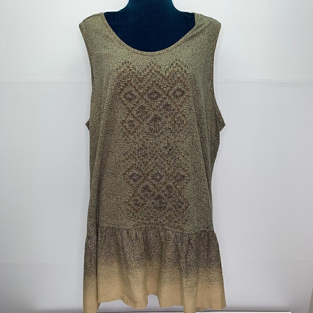 LOGO Lori Goldstein 2X Tunic Top NWT Beaded Ombre Sleeveless Layering